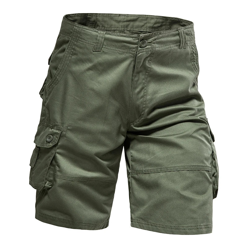 Men's Multi-Pocket Cargo Shorts with Button Closure
