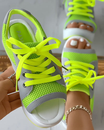 Women's Fashion Sandals with Lace-Up Front and Open Toe Design