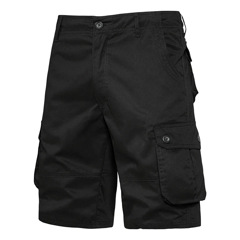 Men's Multi-Pocket Cargo Shorts with Button Closure