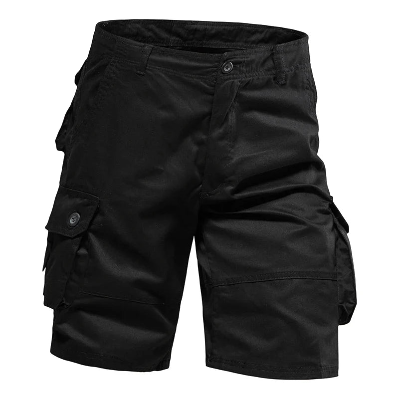 Men's Multi-Pocket Cargo Shorts with Button Closure