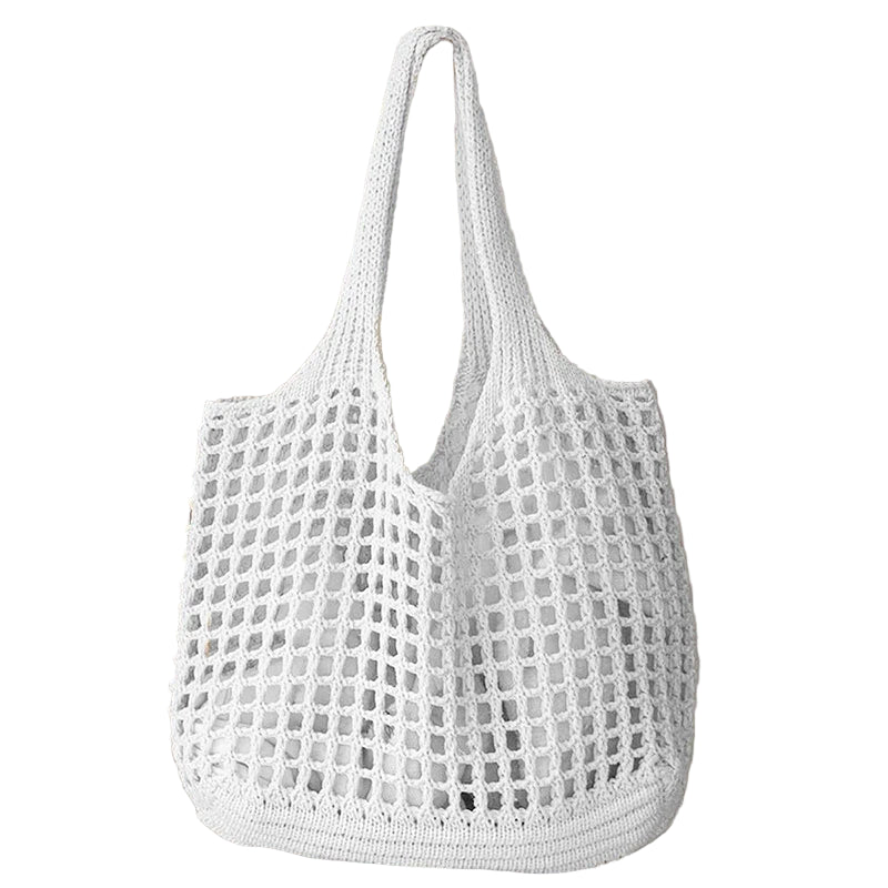 Women's Crochet Tote Bag with Hollow Knit and Large Capacity