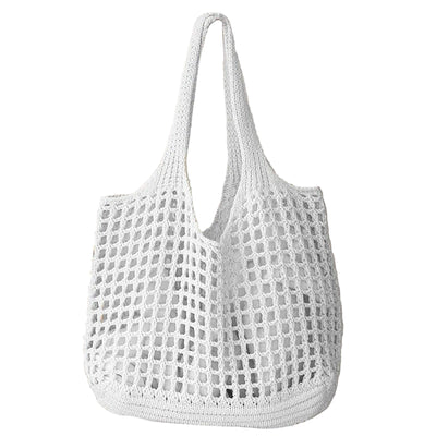 Women's Crochet Tote Bag with Hollow Knit and Large Capacity