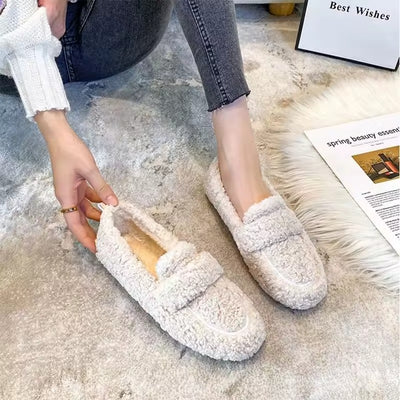 Women's Winter Slip-On Shearling Loafers with Faux Fur Lining
