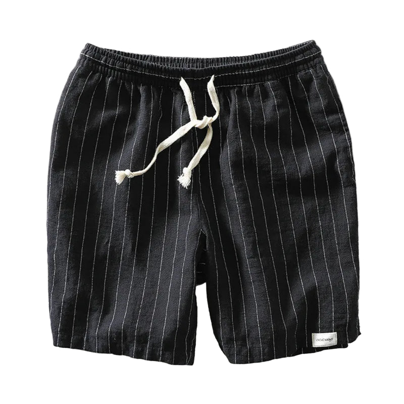 Men's Striped Drawstring Shorts with Elastic Waistband