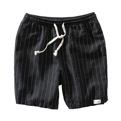 Men's Striped Drawstring Shorts with Elastic Waistband