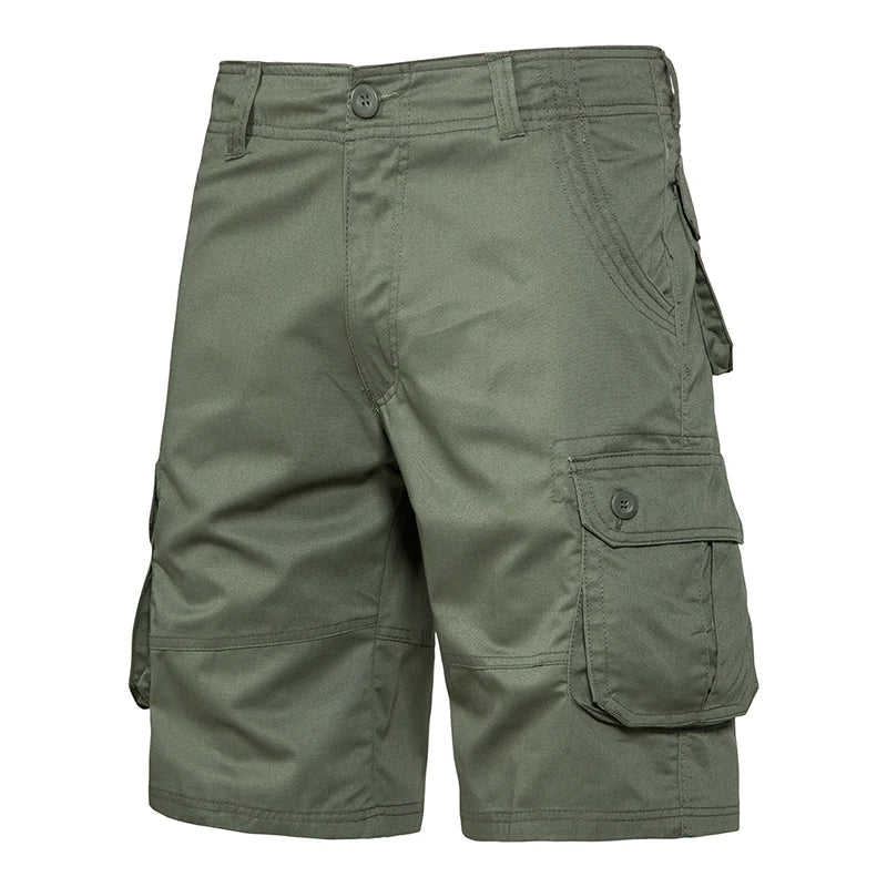 Men's Multi-Pocket Cargo Shorts with Button Closure
