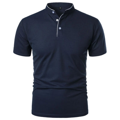 Men's Short Sleeve Polo Shirt with Button Placket