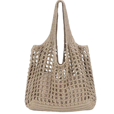 Women's Crochet Tote Bag with Hollow Knit and Large Capacity