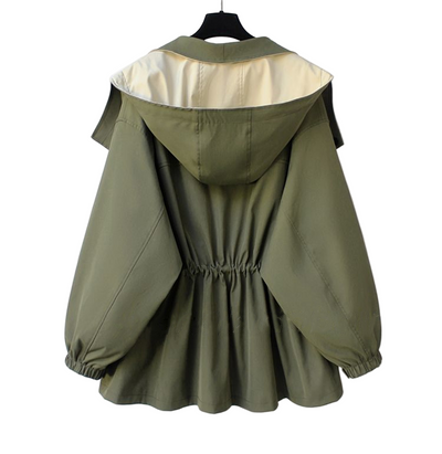 Women's Two-Tone Hooded Turn Down Jacket