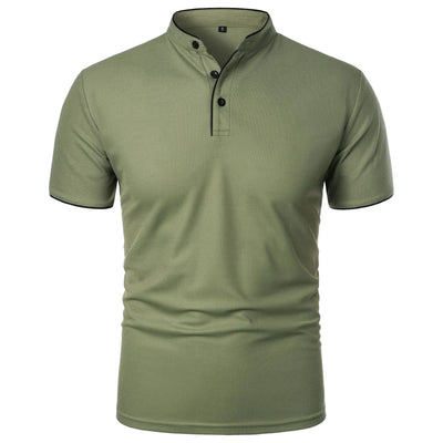Men's Short Sleeve Polo Shirt with Button Placket