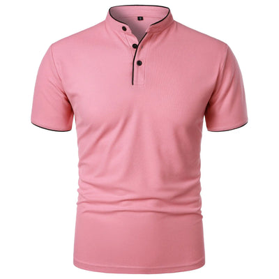 Men's Short Sleeve Polo Shirt with Button Placket
