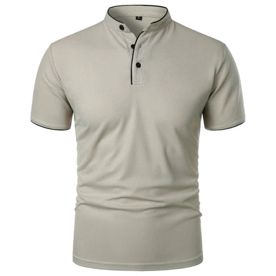 Men's Short Sleeve Polo Shirt with Button Placket