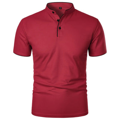 Men's Short Sleeve Polo Shirt with Button Placket