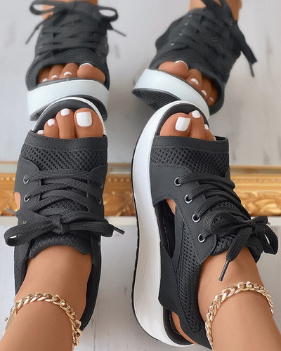Women's Fashion Sandals with Lace-Up Front and Open Toe Design