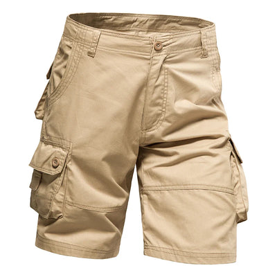 Men's Multi-Pocket Cargo Shorts with Button Closure