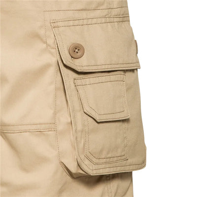 Men's Multi-Pocket Cargo Shorts with Button Closure