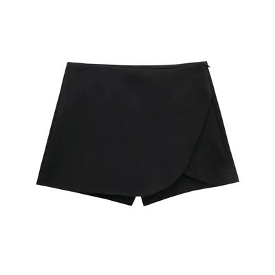 Women's High Waist Skort with Asymmetric Front and Built-In Shorts