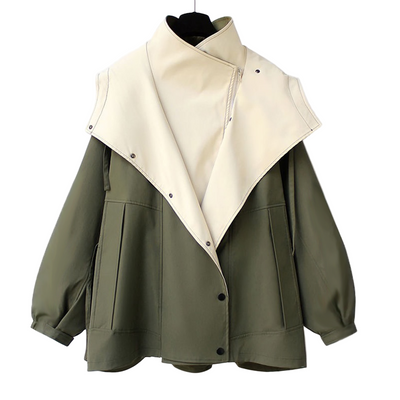 Women's Two-Tone Hooded Turn Down Jacket