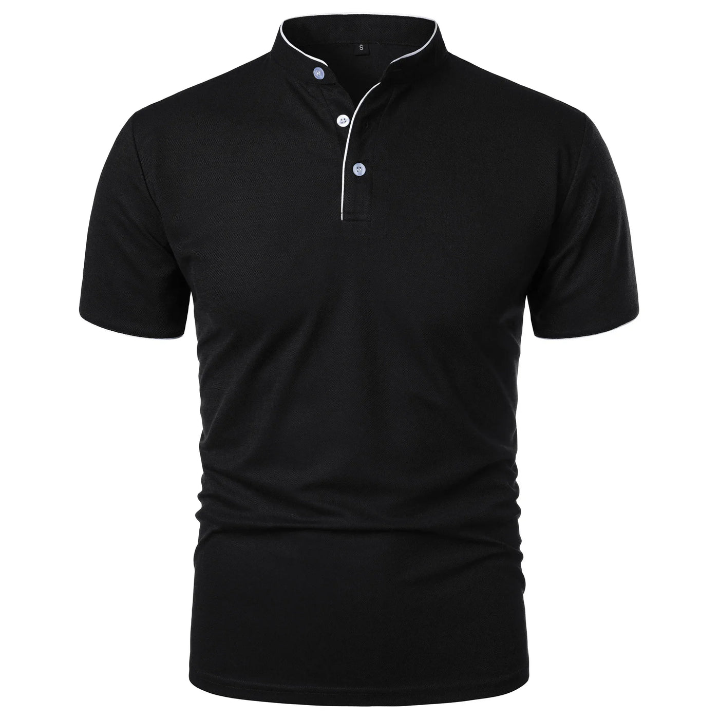 Men's Short Sleeve Polo Shirt with Button Placket