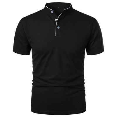 Men's Short Sleeve Polo Shirt with Button Placket