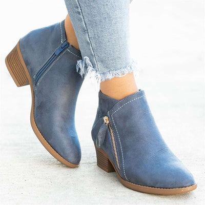 Sienna – Minimalist Suede Zip Bootie