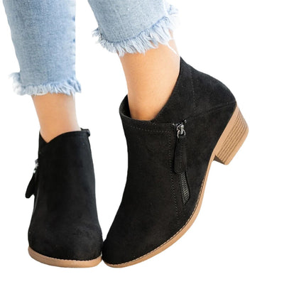 Sienna – Minimalist Suede Zip Bootie
