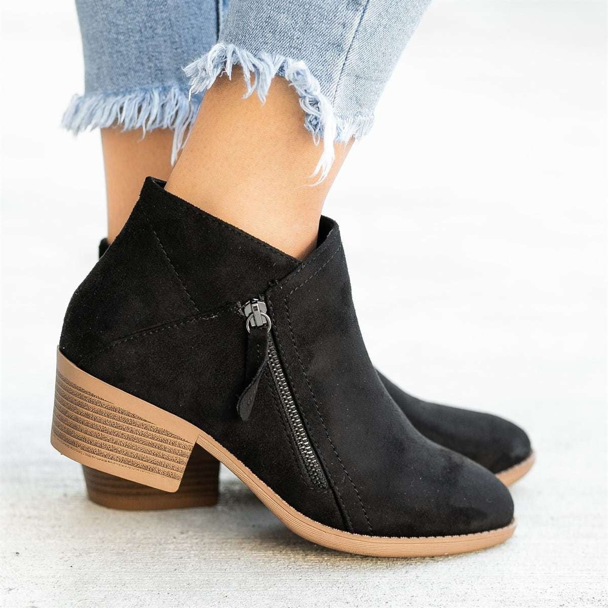 Sienna – Minimalist Suede Zip Bootie
