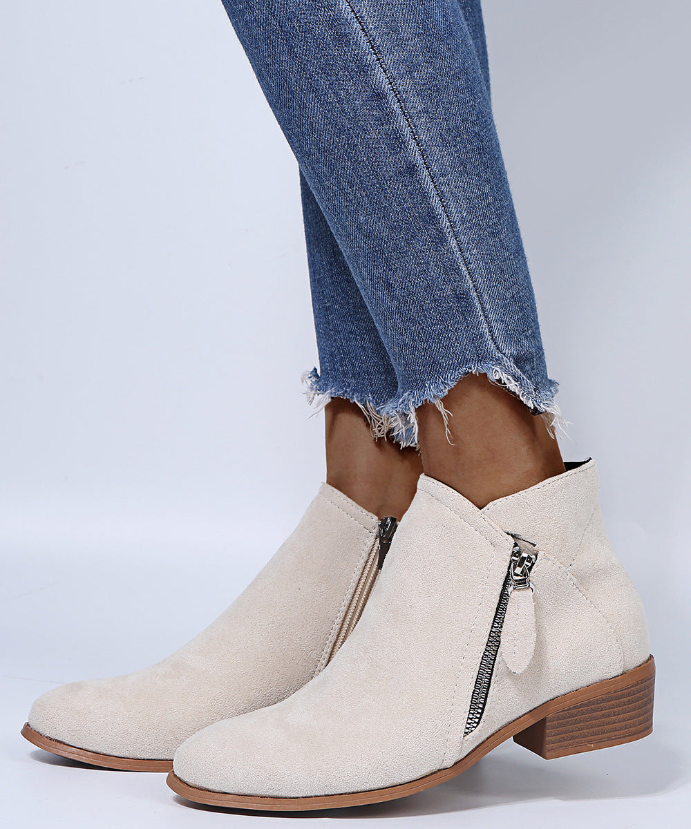 Sienna – Minimalist Suede Zip Bootie