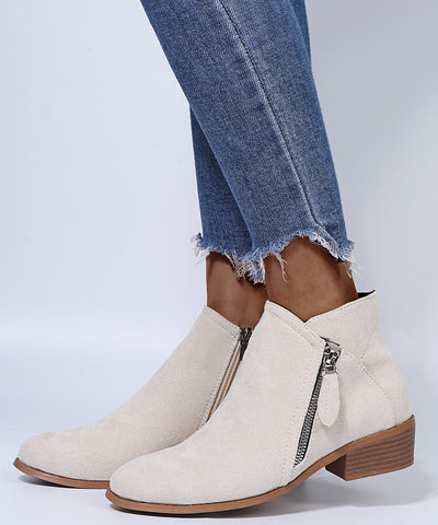 Sienna – Minimalist Suede Zip Bootie