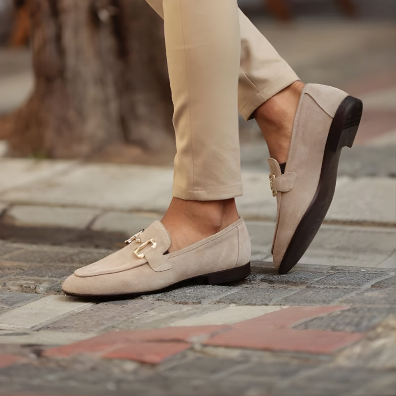 Slip-On Loafers for Men with Buckle Accent