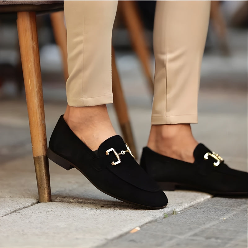 Slip-On Loafers for Men with Buckle Accent