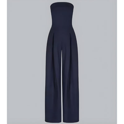 Strapless Wide-Leg Jumpsuit for Women with Side Pockets