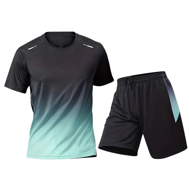 Stylish Two Piece Men’s Athletic Set with Gradient Design