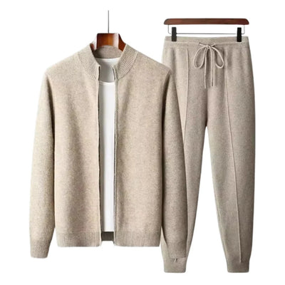 Two-Piece Knit Lounge Set for Men Jacket and Pants