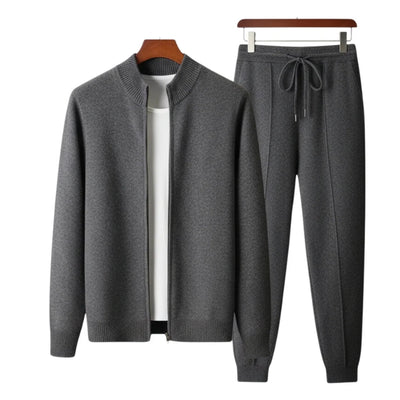 Two-Piece Knit Lounge Set for Men Jacket and Pants