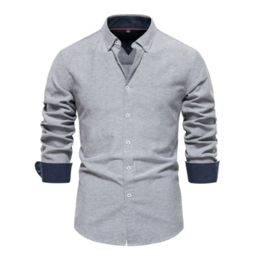 Long Sleeve Shirt with Stand-Up Collar for Men