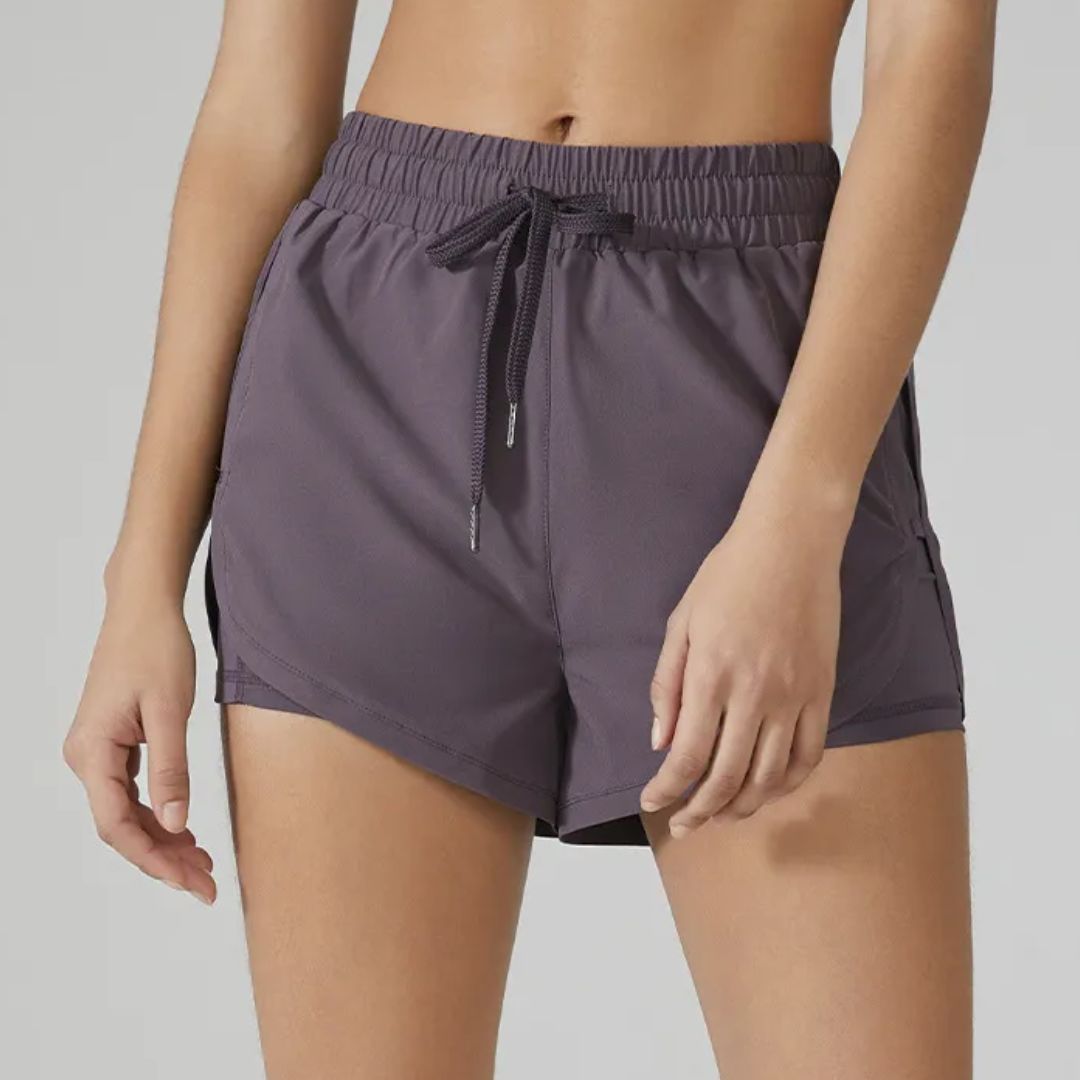Women's Athletic Shorts with Drawstring Waist and Built-In Liner