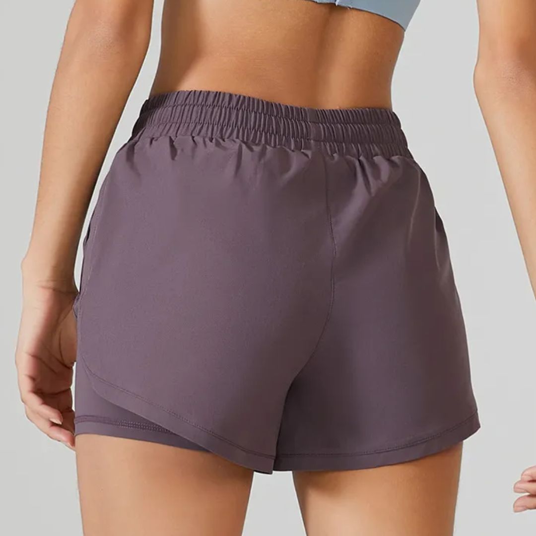 Women's Athletic Shorts with Drawstring Waist and Built-In Liner