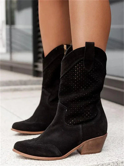 Western Inspired Zippered Cowboy Boots for Women