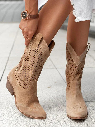 Western Inspired Zippered Cowboy Boots for Women