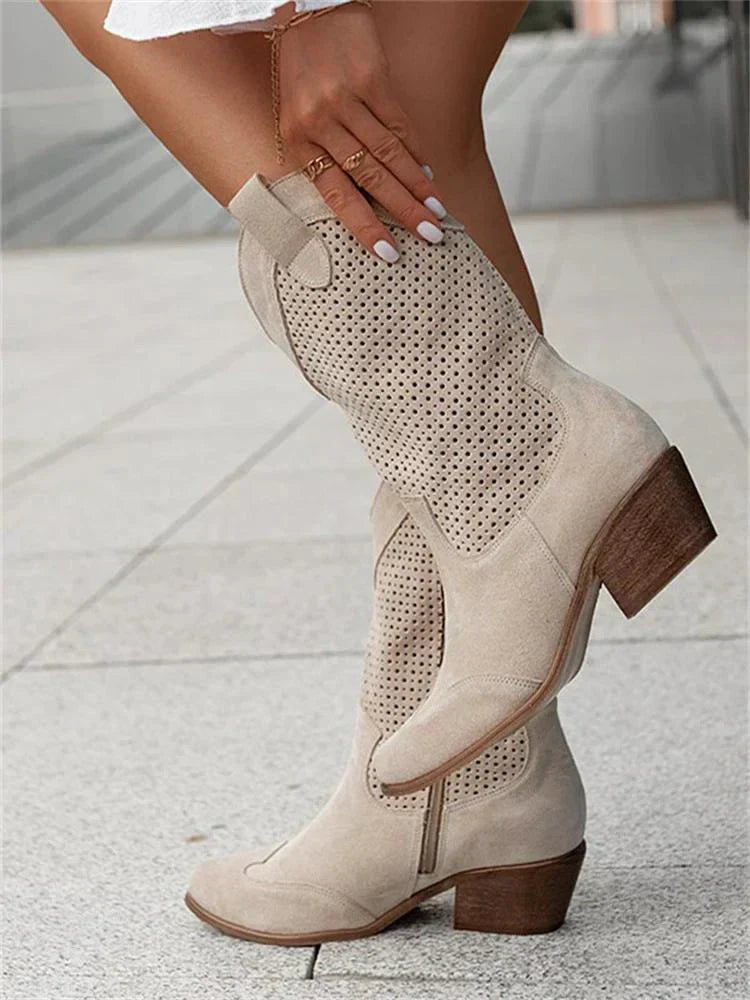 Western Inspired Zippered Cowboy Boots for Women