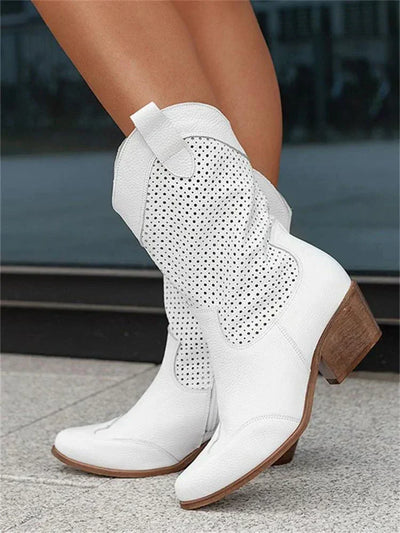 Western Inspired Zippered Cowboy Boots for Women
