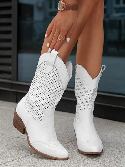 Western Inspired Zippered Cowboy Boots for Women