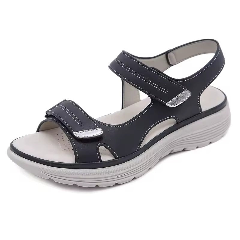 Women Platform Strap Sandals with Velcro Ankle Strap