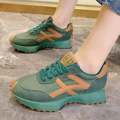 Women Rubber Sole Sports Running Lace Shoes