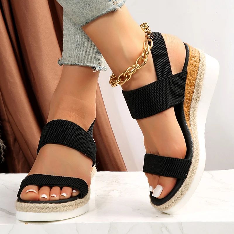 Women’s Platform Sandals with Elastic Straps