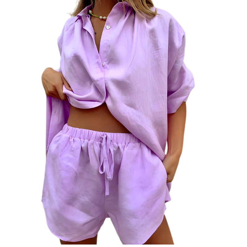 Women’s Two-Piece Set with Shirt and Shorts
