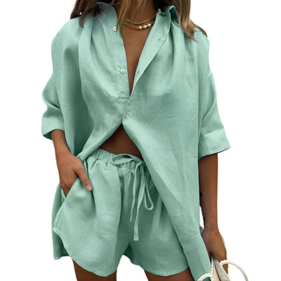 Women’s Two-Piece Set with Shirt and Shorts