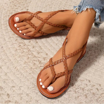 Women's Braided Crisscross Sandals Open Toe Flats