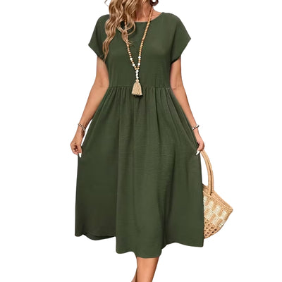 Women’s Casual Midi Dress with Side Pockets